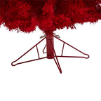 6 ft. Red Pre-Lit Flocked Fraser Fir Artificial Christmas Tree with 350 Red Lights, 33 Globe Bulbs