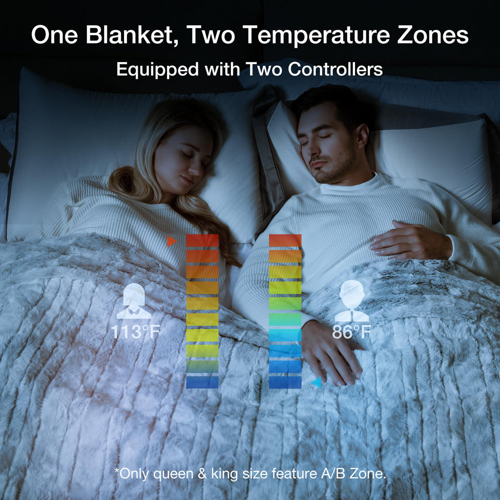[5 Year Warranty] WOOMER Electric Heated Throw Blanket, Soft Faux Fur Fast Heating Blanket