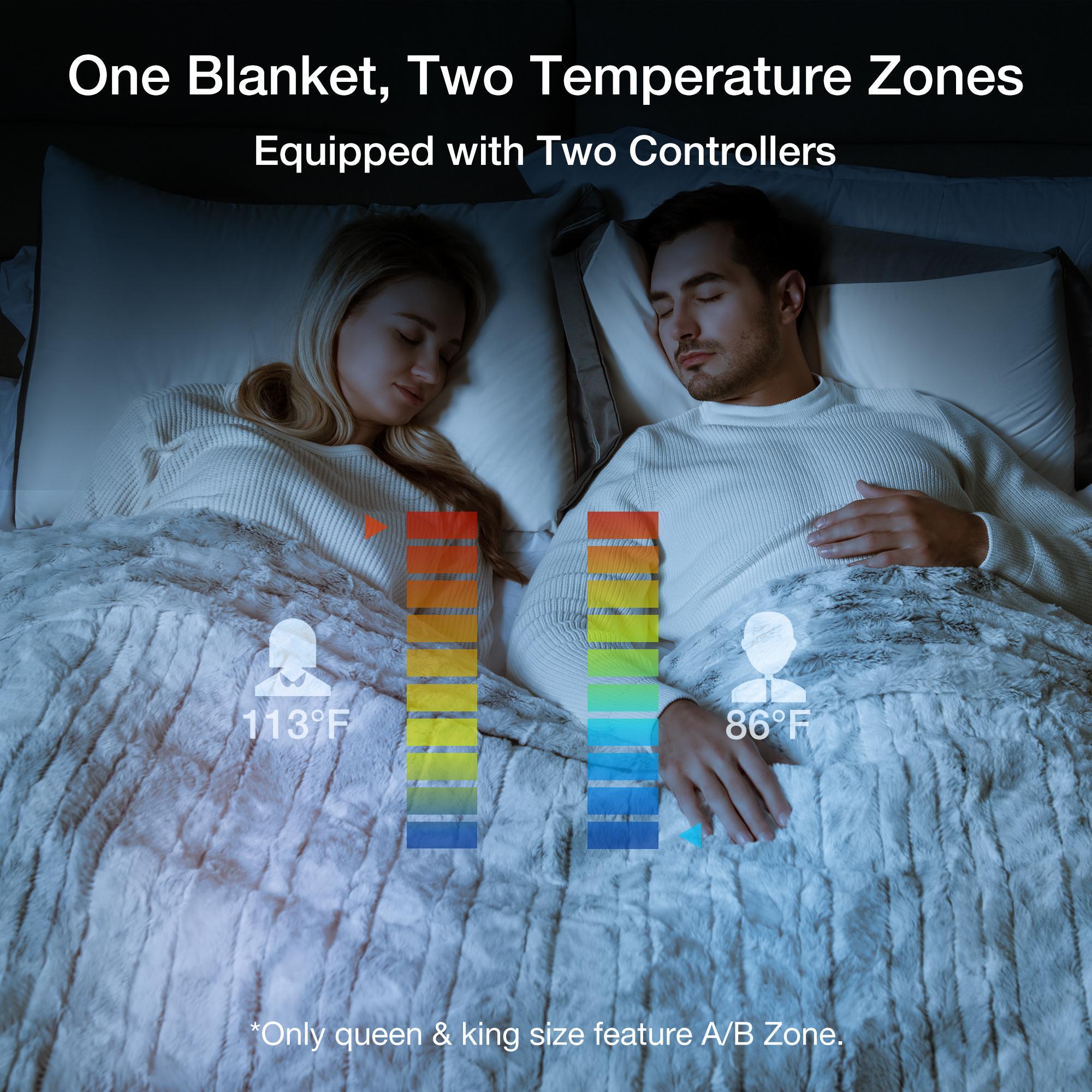 [5 Year Warranty] WOOMER Electric Heated Throw Blanket, Soft Faux Fur Fast Heating Blanket