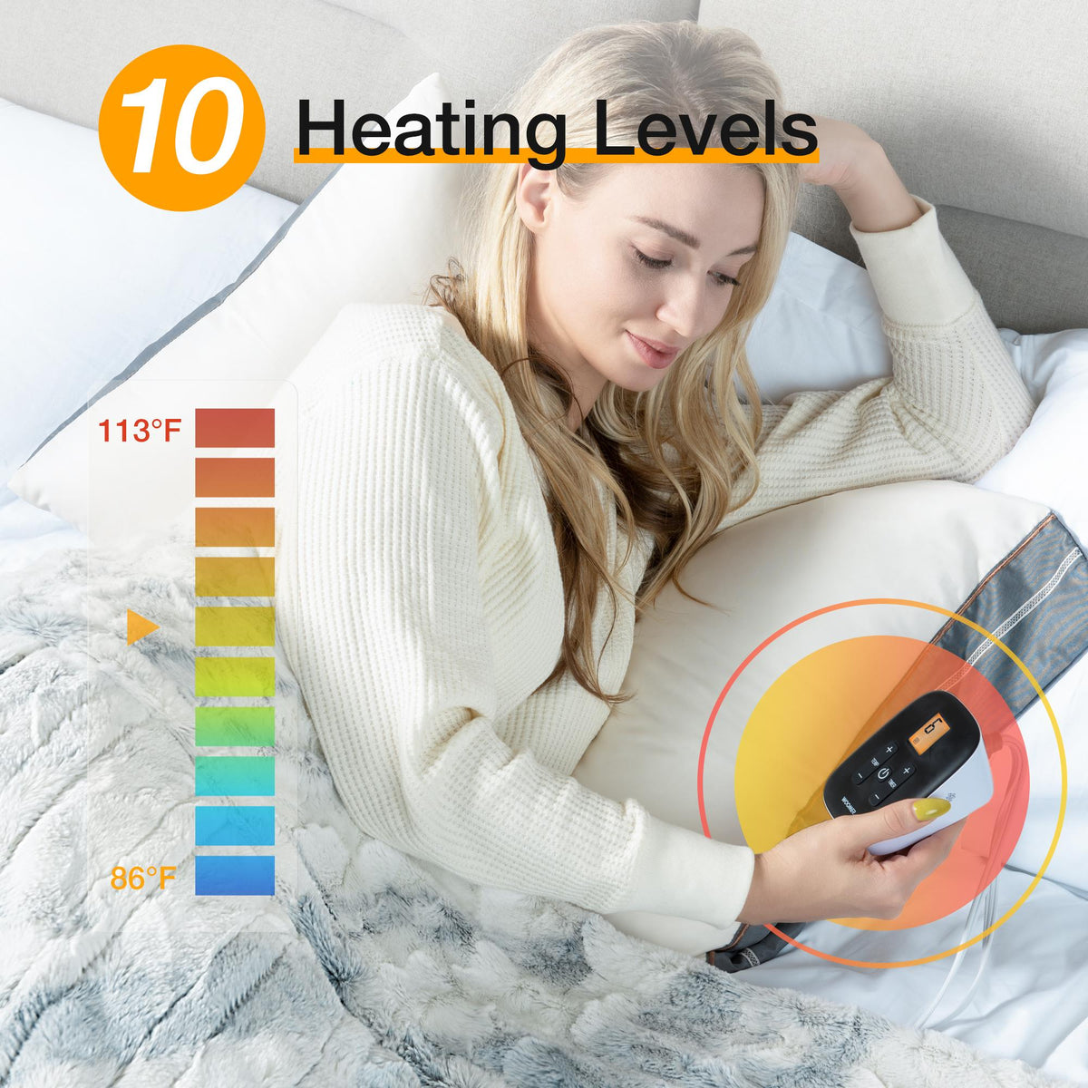 [5 Year Warranty] WOOMER Electric Heated Throw Blanket, Soft Faux Fur Fast Heating Blanket