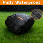 Robot Lawn Mower Cover Waterproof, 500D Heavy Duty Wire Automatic Robotic Lawnmower Protective Cover, Smart Mowing Machine Cover with Drawstring &amp; Buckles, 32x24x17 in, Black