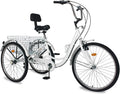 Adult Tricycles, 3 Wheel Bikes for Adults 24 inch /26 inch 7 Speed Adult Trikes Bicycles Cruise Trike with Shopping Basket for Seniors, Women, Men