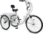 Adult Tricycles, 3 Wheel Bikes for Adults 24 inch /26 inch 7 Speed Adult Trikes Bicycles Cruise Trike with Shopping Basket for Seniors, Women, Men