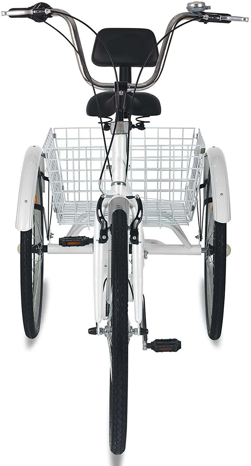 Adult Tricycles, 3 Wheel Bikes for Adults 24 inch /26 inch 7 Speed Adult Trikes Bicycles Cruise Trike with Shopping Basket for Seniors, Women, Men