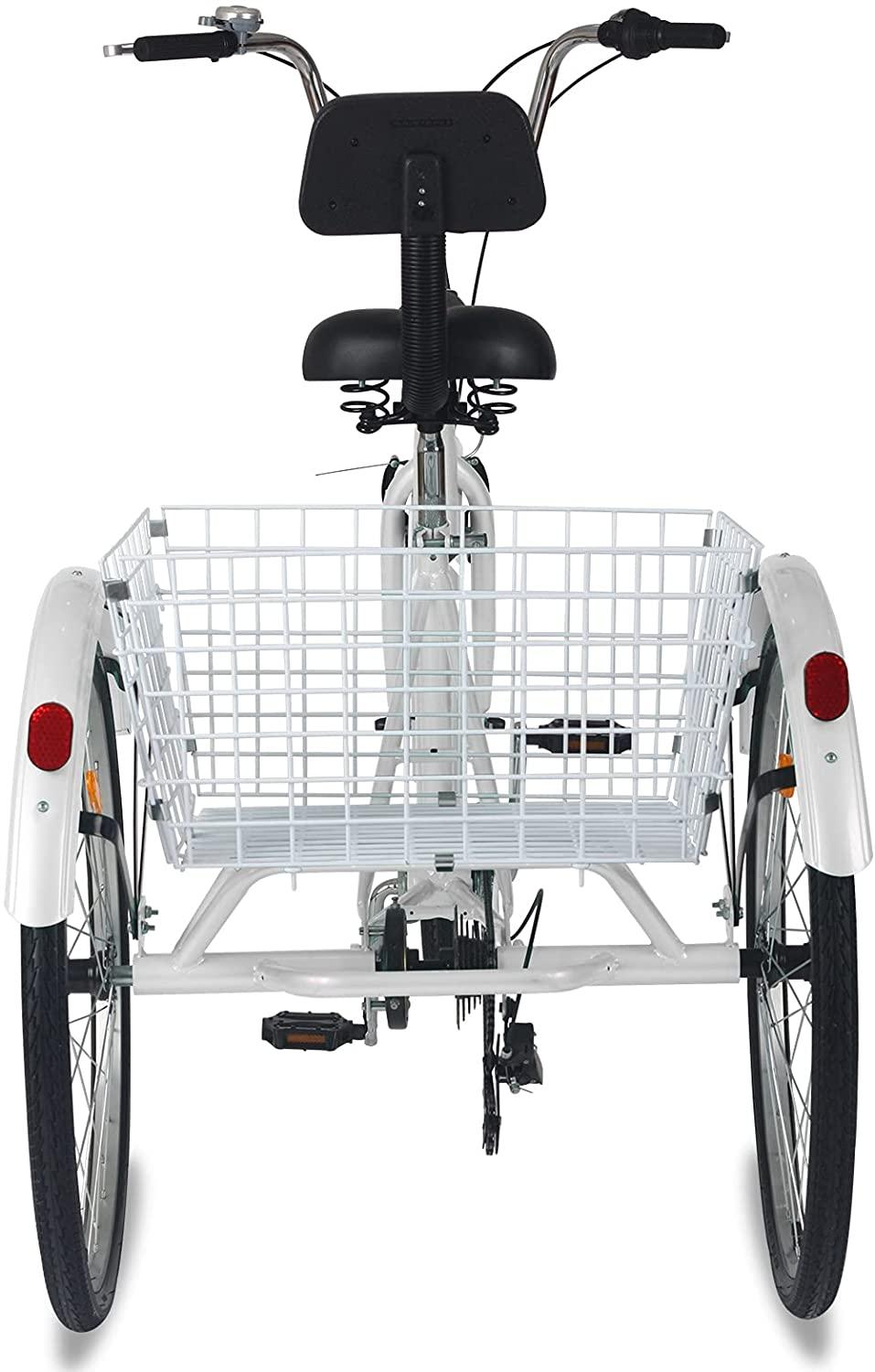 Adult Tricycles, 3 Wheel Bikes for Adults 24 inch /26 inch 7 Speed Adult Trikes Bicycles Cruise Trike with Shopping Basket for Seniors, Women, Men