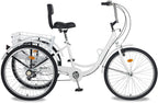 Adult Tricycles, 3 Wheel Bikes for Adults 24 inch /26 inch 7 Speed Adult Trikes Bicycles Cruise Trike with Shopping Basket for Seniors, Women, Men