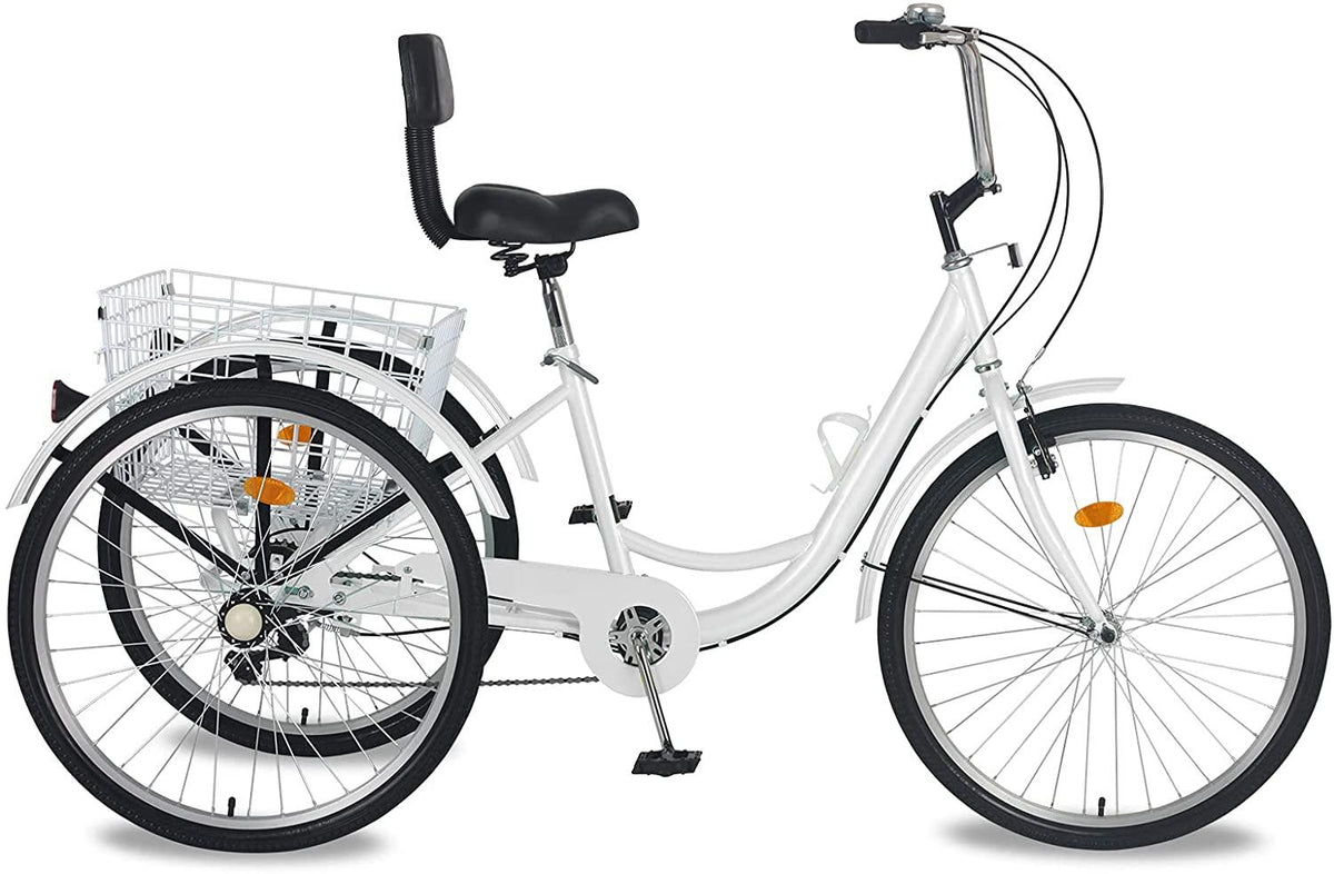 Adult Tricycles, 3 Wheel Bikes for Adults 24 inch /26 inch 7 Speed Adult Trikes Bicycles Cruise Trike with Shopping Basket for Seniors, Women, Men