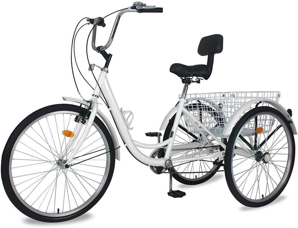 Adult Tricycles, 3 Wheel Bikes for Adults 24 inch /26 inch 7 Speed Adult Trikes Bicycles Cruise Trike with Shopping Basket for Seniors, Women, Men