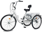 Adult Tricycles, 3 Wheel Bikes for Adults 24 inch /26 inch 7 Speed Adult Trikes Bicycles Cruise Trike with Shopping Basket for Seniors, Women, Men