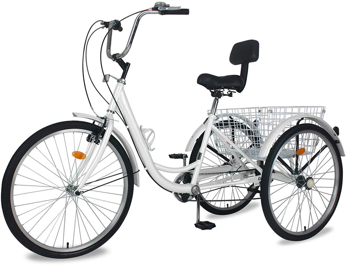 Adult Tricycles, 3 Wheel Bikes for Adults 24 inch /26 inch 7 Speed Adult Trikes Bicycles Cruise Trike with Shopping Basket for Seniors, Women, Men
