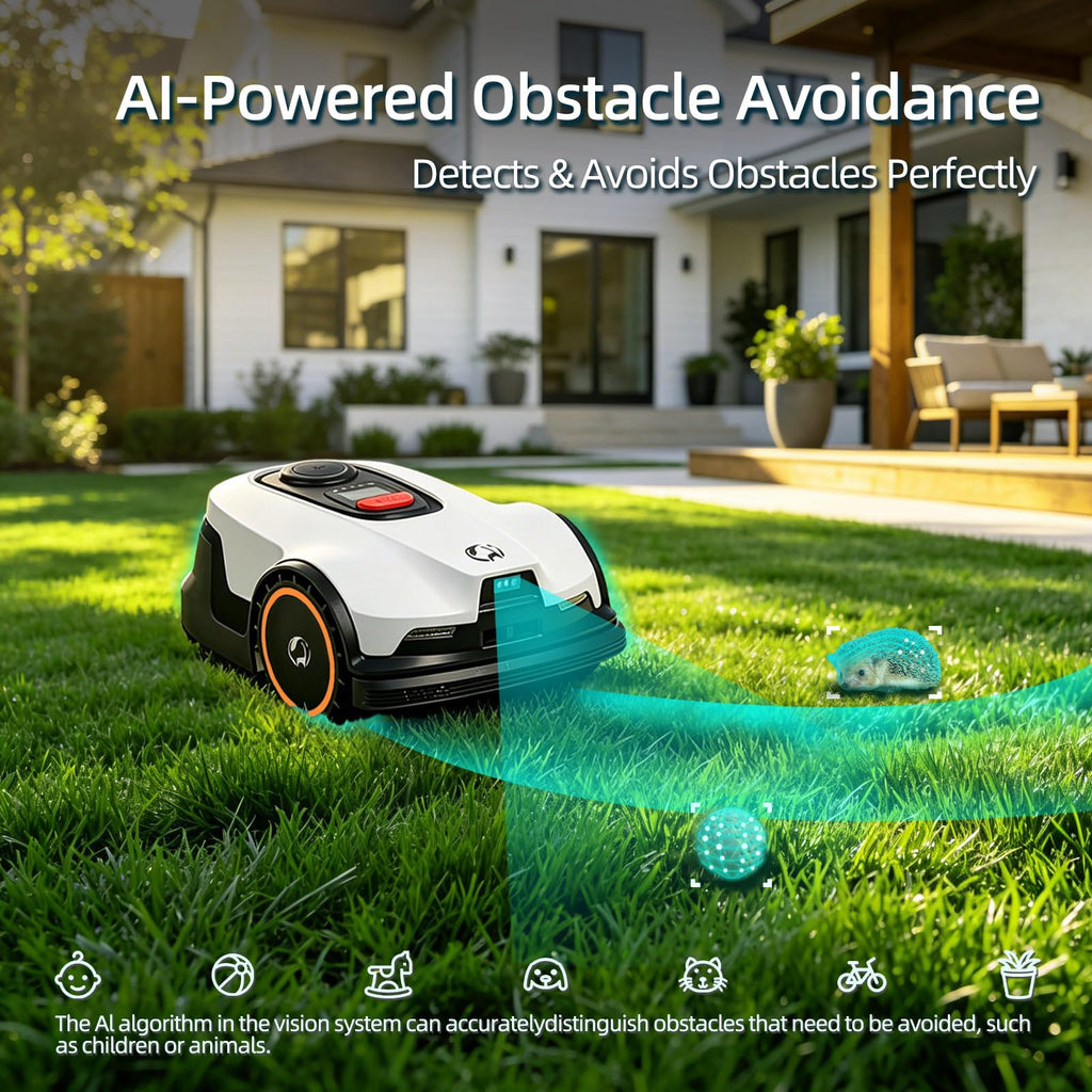 Proudeer DW3000 Wireless Robotic Lawn Mower, GPS RTK &amp; AI Vision Navigation, up to 0.8 Acre Robot Mower with 3D Obstacle Avoidance, Auto Height, IPX6 Waterproof for Smart Home Yard Care