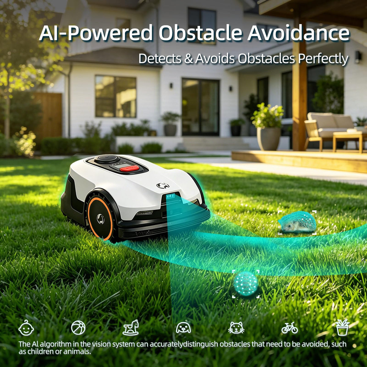 Proudeer DW3000 Wireless Robotic Lawn Mower, GPS RTK &amp; AI Vision Navigation, up to 0.8 Acre Robot Mower with 3D Obstacle Avoidance, Auto Height, IPX6 Waterproof for Smart Home Yard Care