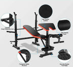 Adjustable Weight Bench with Barbell Rack Foldable Flat Bench Extension Weight Benches Workout