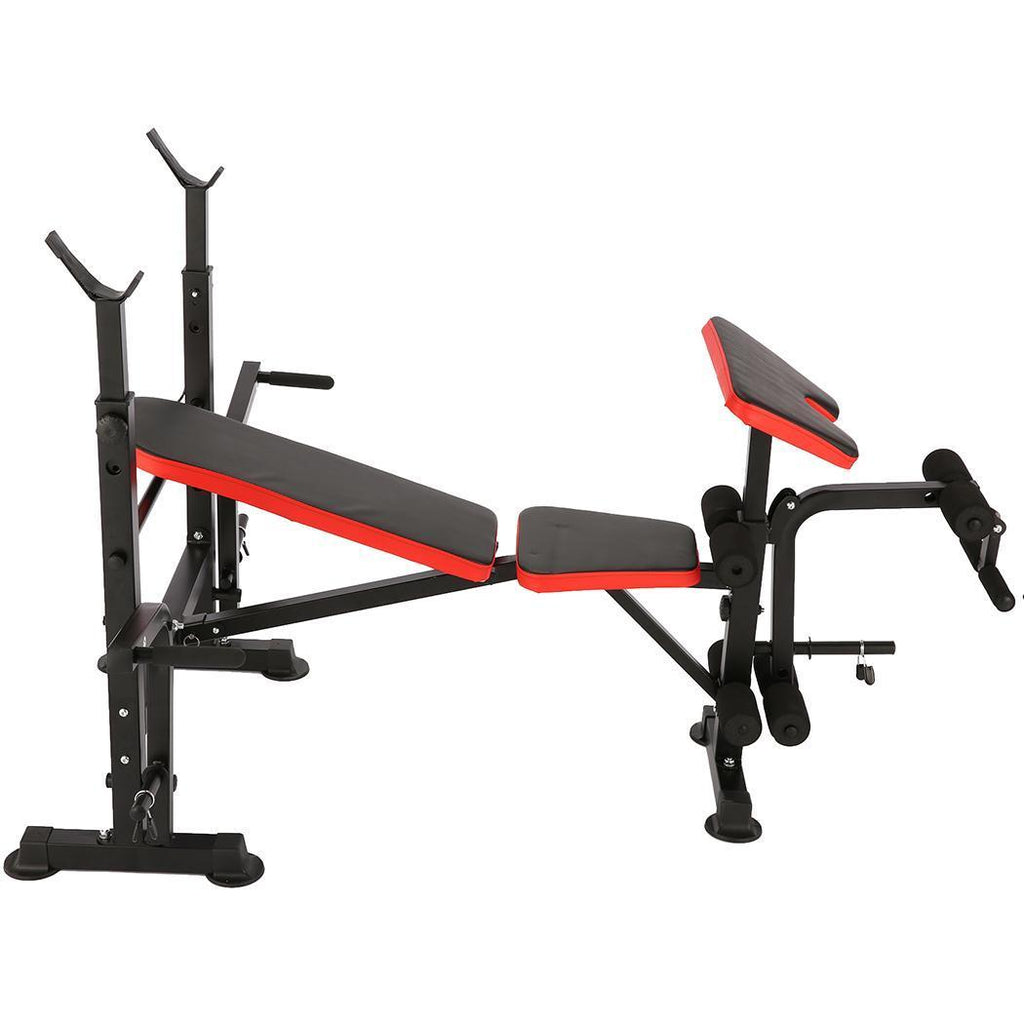 Foldable Adjustable Bench with Rack Leg Developer, Preacher Pad, Incline Decline Olympic Workout Bench Set