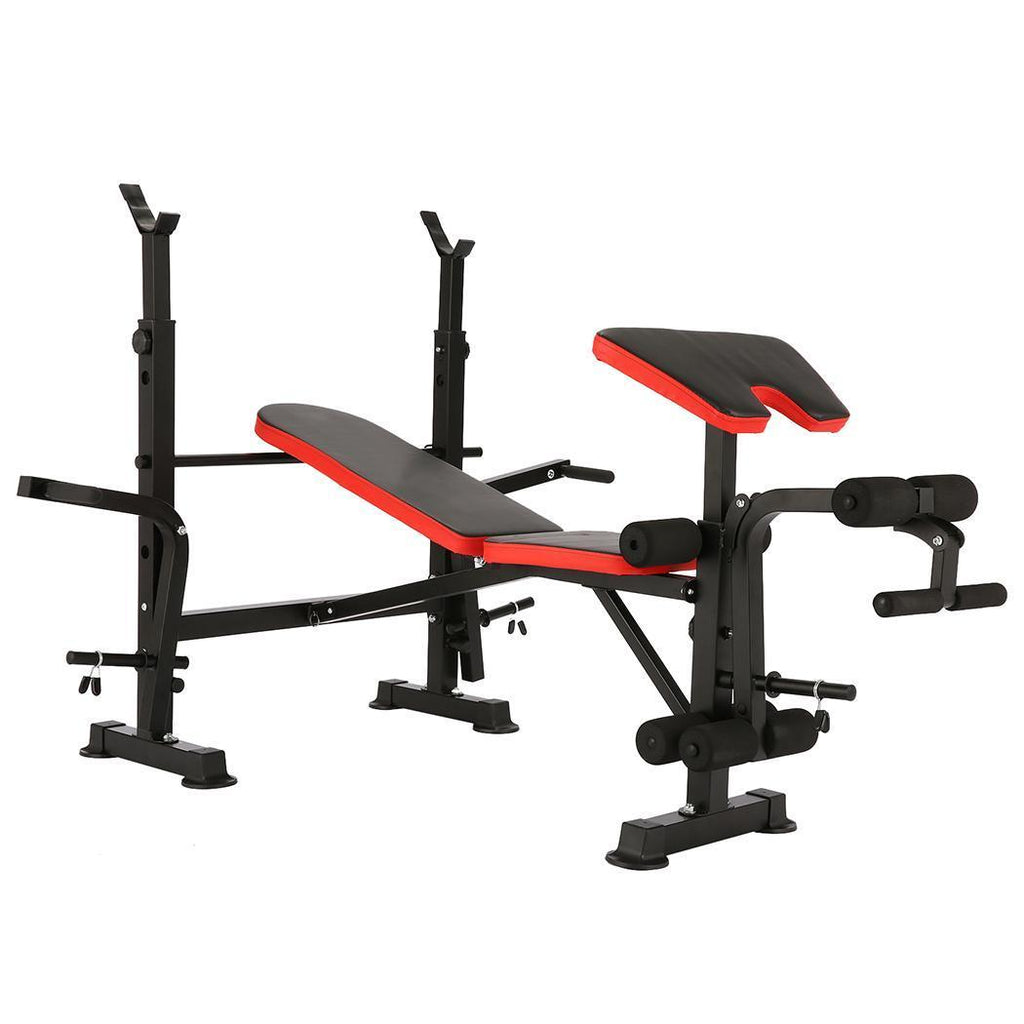 Foldable Adjustable Bench with Rack Leg Developer, Preacher Pad, Incline Decline Olympic Workout Bench Set