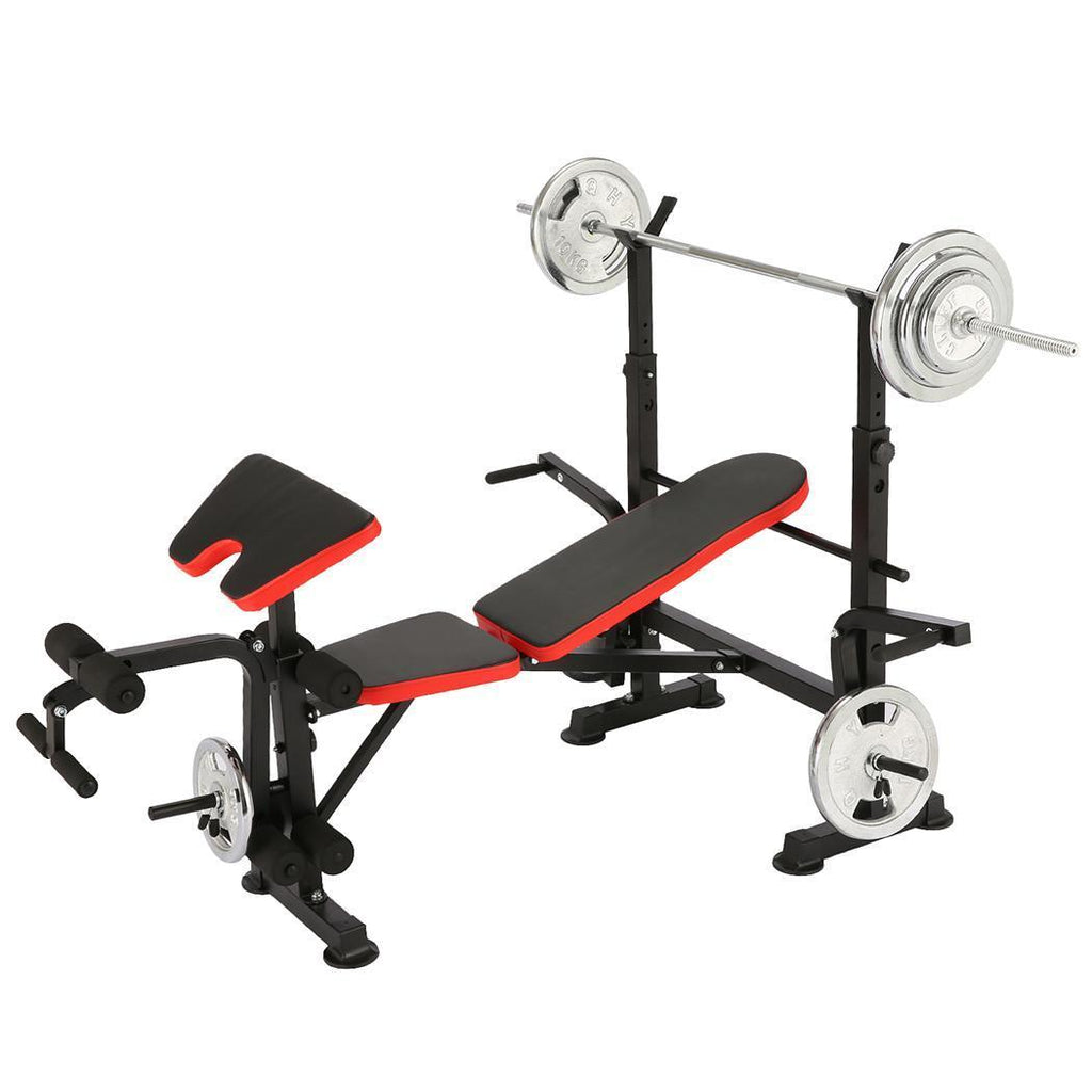 Adjustable Weight Bench with Barbell Rack Foldable Flat Bench Extension Weight Benches Workout