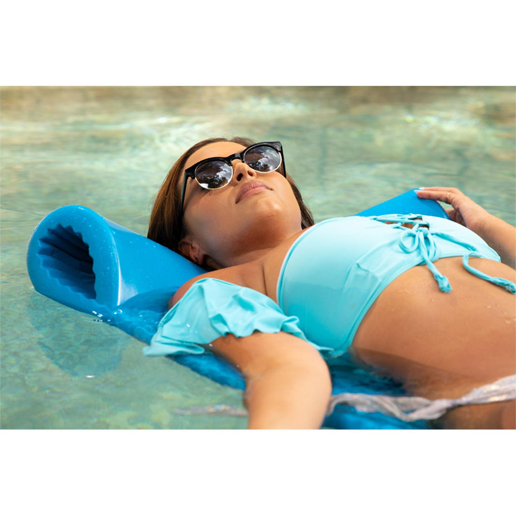 TRC Recreation Serenity 70 Inch Foam Raft Lounger Swimming Pool Float Mat with Roll Pillow for Poolside, Lake, and Beach, Fierce