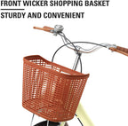 Viribus Single Speed Beach Cruiser Bike, Comfortable Commuter Bicycle, High-Carbon Steel Frame, Front Basket &amp; Bell, Rear Racks (Creamy, 26")