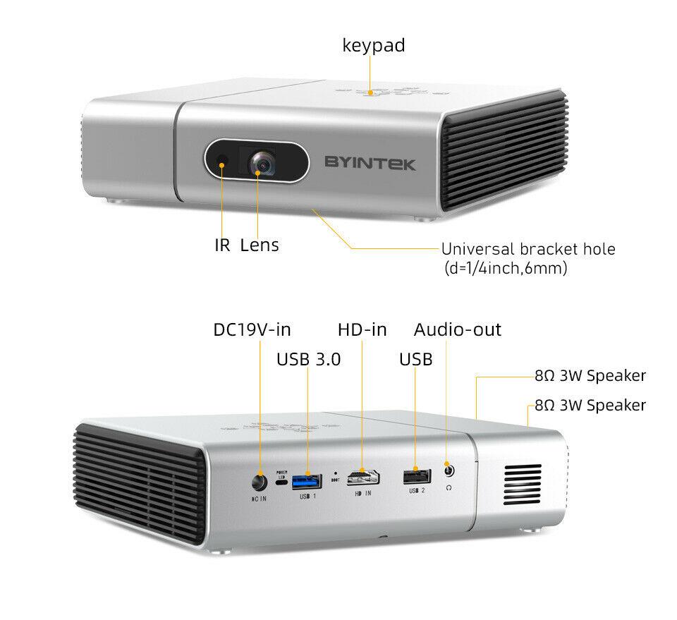 byintek u50 full hd 1080p android wifi smart 2k 3d 4k tv portable laser home the
