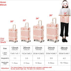 Cute Aesthetic  Rolling Trunk Suitcase, Pretty Retro er Travel Suitcases, Leather Luggage with Combination Lock (Elegant Pink, 26")