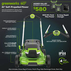 60V 21” Dual-Blade Self-Propelled Lawn Mower with (2) 5.0 Ah Batteries &amp; Rapid Charger