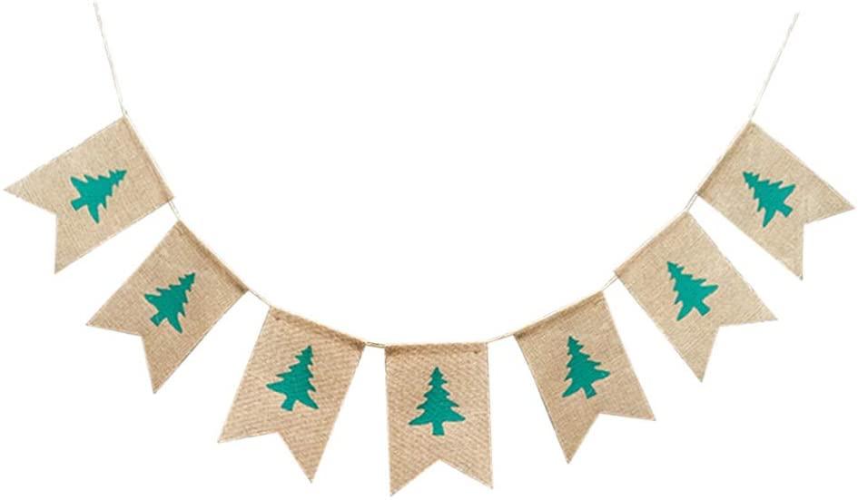PRETYZOOM Christmas Tree  Banner Burlap Hanging  Christmas Hanging Decorations for Anniversary Wedding Birthday Party Wall Decor Party Supplies