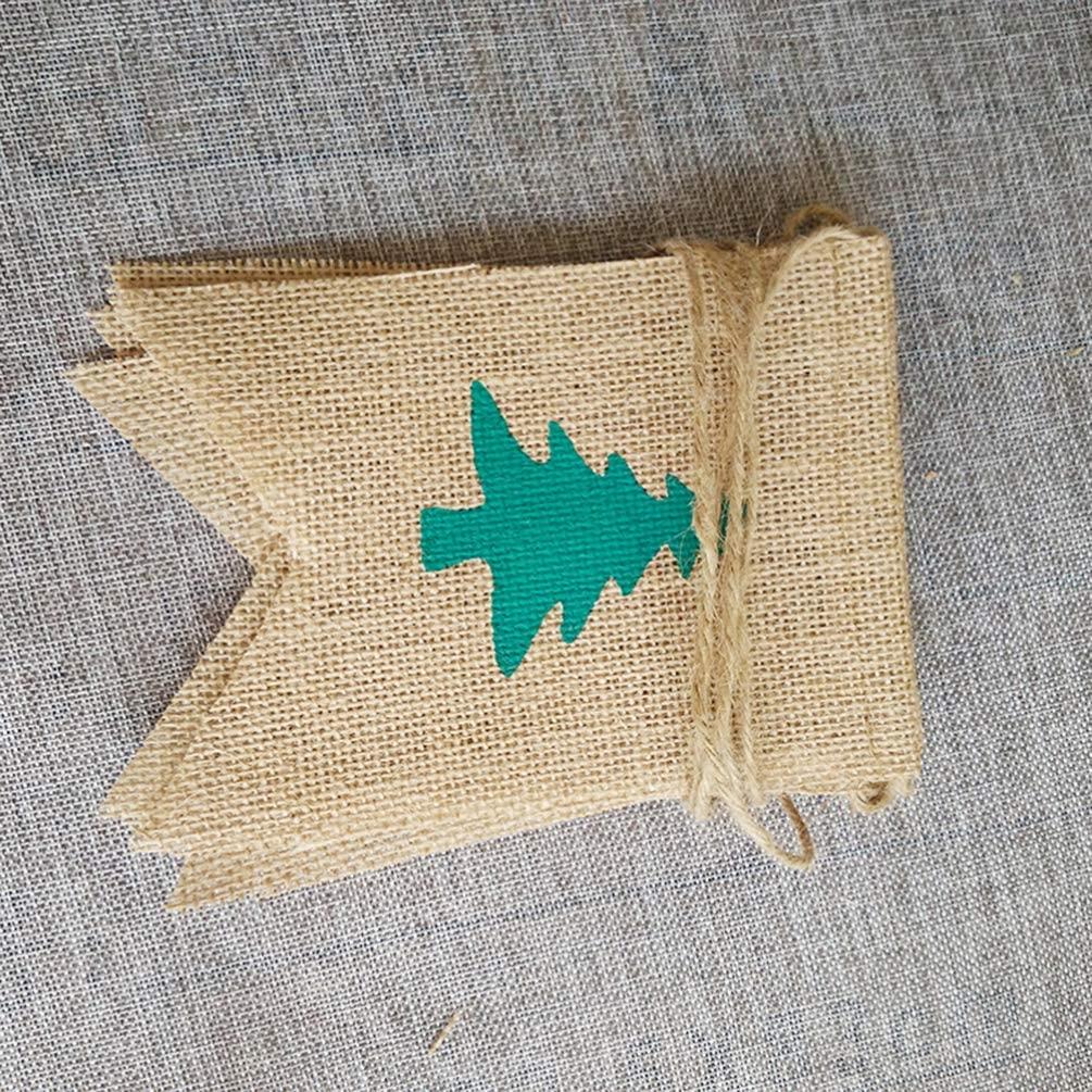 PRETYZOOM Christmas Tree  Banner Burlap Hanging  Christmas Hanging Decorations for Anniversary Wedding Birthday Party Wall Decor Party Supplies