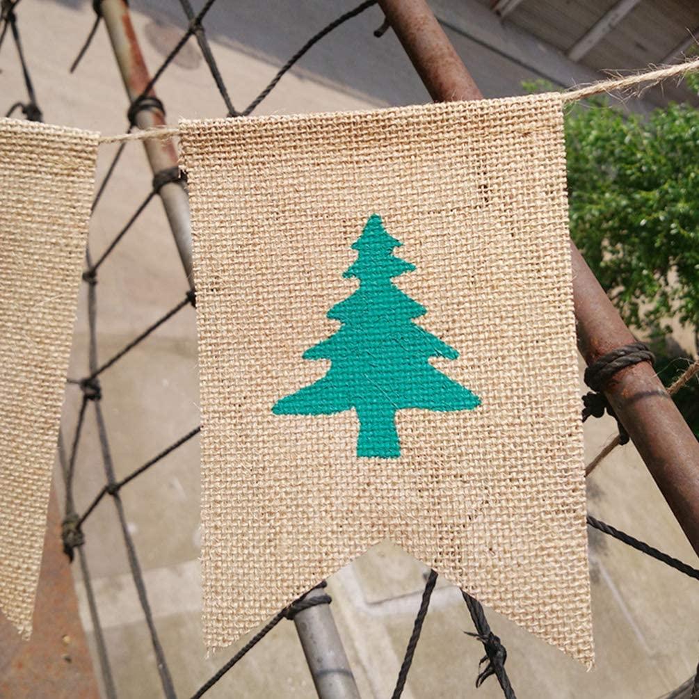 PRETYZOOM Christmas Tree  Banner Burlap Hanging  Christmas Hanging Decorations for Anniversary Wedding Birthday Party Wall Decor Party Supplies