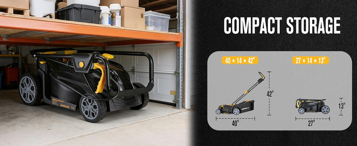 Cordless Lawn Mower Compatible with Dewalt 20V MAX Battery | 14", 2-in-1 Brushless Electric Lawn Mower for Small Yards, Push Mowers with 5-Position Height Adjustment, Black (Tool Only)