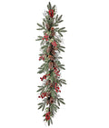 4' Red and Green Iced Pine, Berries and Hollies Artificial Christmas Garland - Unlit