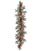 4' Red and Green Iced Pine, Berries and Hollies Artificial Christmas Garland - Unlit