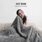 Electric Blanket Queen Size 84x90 inches,  Sherpa Heated Blanket Queen Size with 10 Heating Levels &amp; 12hrs Auto-Off Timer, Soft Warm Thick Ribbed Fleece Heating Blanket Dual Control, Grey