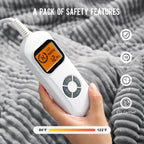 Electric Blanket Queen Size 84x90 inches,  Sherpa Heated Blanket Queen Size with 10 Heating Levels &amp; 12hrs Auto-Off Timer, Soft Warm Thick Ribbed Fleece Heating Blanket Dual Control, Grey