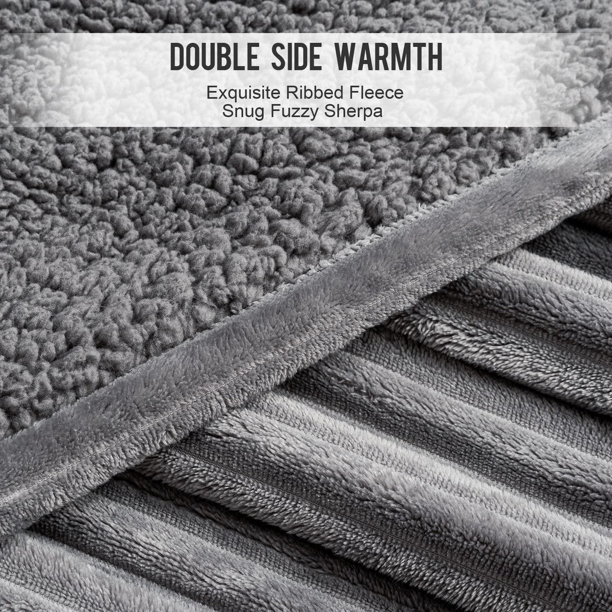 Electric Blanket Queen Size 84x90 inches,  Sherpa Heated Blanket Queen Size with 10 Heating Levels &amp; 12hrs Auto-Off Timer, Soft Warm Thick Ribbed Fleece Heating Blanket Dual Control, Grey