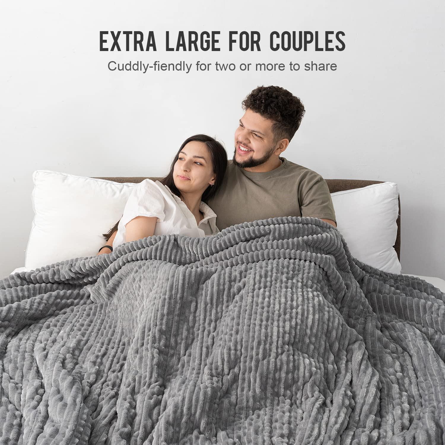 Electric Blanket Queen Size 84x90 inches,  Sherpa Heated Blanket Queen Size with 10 Heating Levels &amp; 12hrs Auto-Off Timer, Soft Warm Thick Ribbed Fleece Heating Blanket Dual Control, Grey