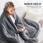 Electric Blanket Queen Size 84x90 inches,  Sherpa Heated Blanket Queen Size with 10 Heating Levels &amp; 12hrs Auto-Off Timer, Soft Warm Thick Ribbed Fleece Heating Blanket Dual Control, Grey