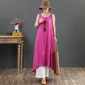 Babakud Summer Cotton Solid Color Loose Sleeveless Dress