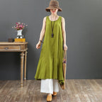 Babakud Summer Cotton Solid Color Loose Sleeveless Dress