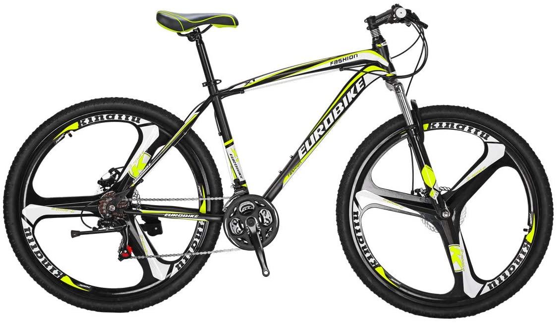 Eurobike X1 Mountain Bike 17 Inch Steel Frame 21 Speed 27.5 Inch K Wheel Mountain Bicycle Blackyellow