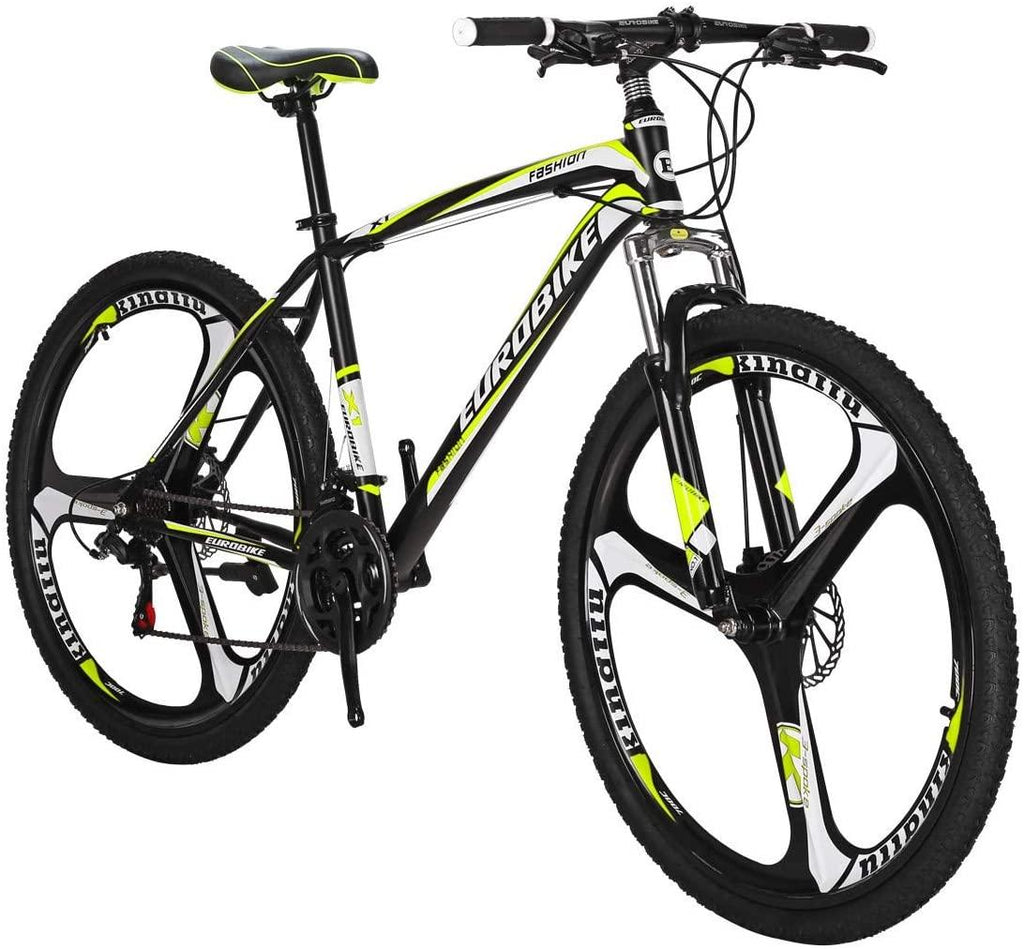 Eurobike X1 Mountain Bike 17 Inch Steel Frame 21 Speed 27.5 Inch K Wheel Mountain Bicycle Blackyellow