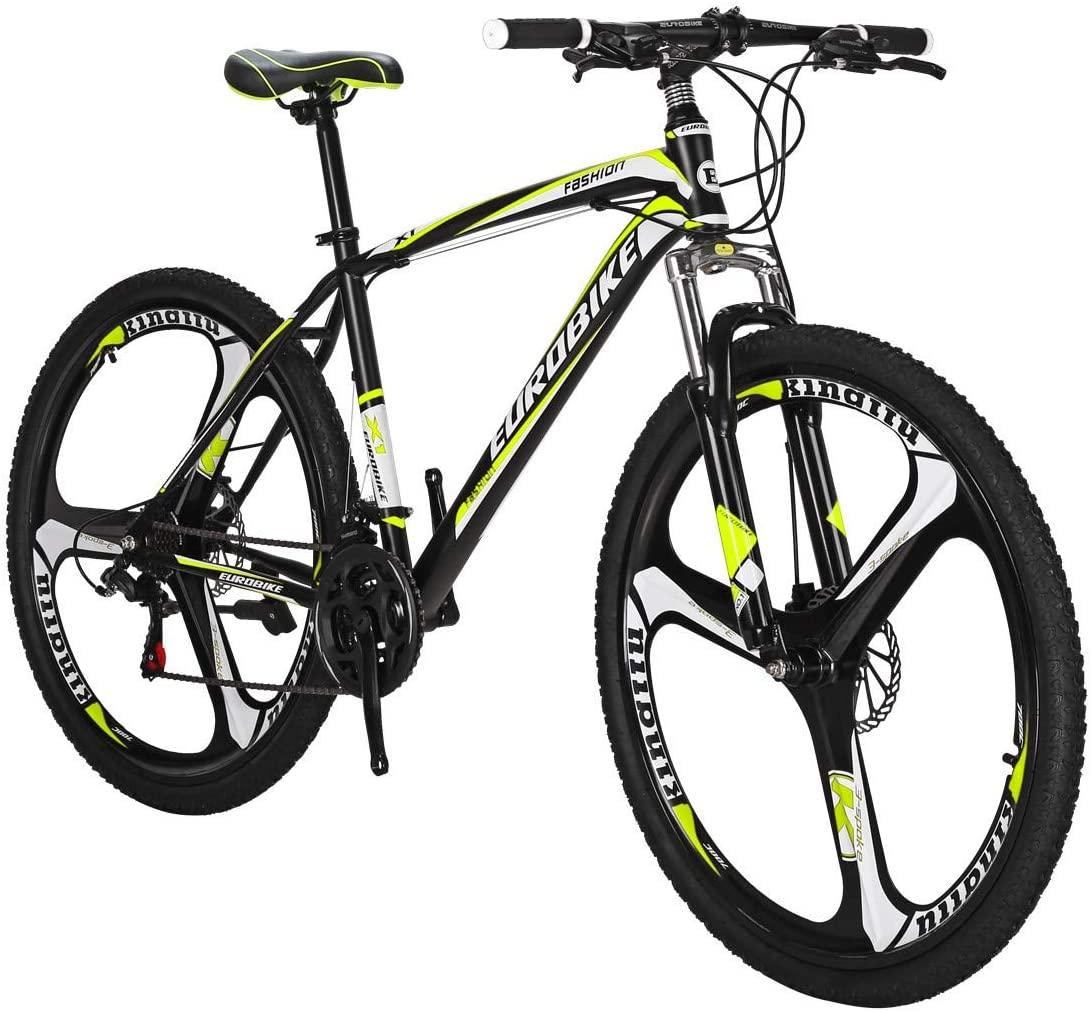 Eurobike X1 Mountain Bike 17 Inch Steel Frame 21 Speed 27.5 Inch K Wheel Mountain Bicycle Blackyellow