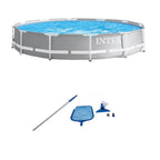 26711EH 12ft x 30in Prism Metal Frame Above Ground Swimming Pool with Filter Pump and Cleaning Maintenance Kit with