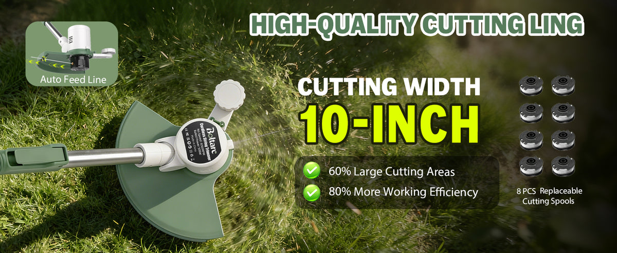 21V 3-in-1 Cordless Weed Wacker Eater-Weeding/Trimming/Lawn Mower, with 8 Replace Auto Line Feed, Electric Grass Trimmer for Garden, Lawn, 120 Mins of Non-Stop (2x4.0 mAh Battery Included)