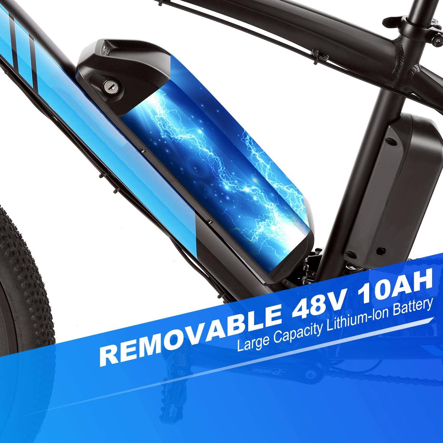 27.5 In. 500W Electric Bicycle, 48V Electric Mountain Bicycle with 10AH Removable Battery, 21-Speed Gear and LCD Display, Commuter Ebike for Adult Men Women
