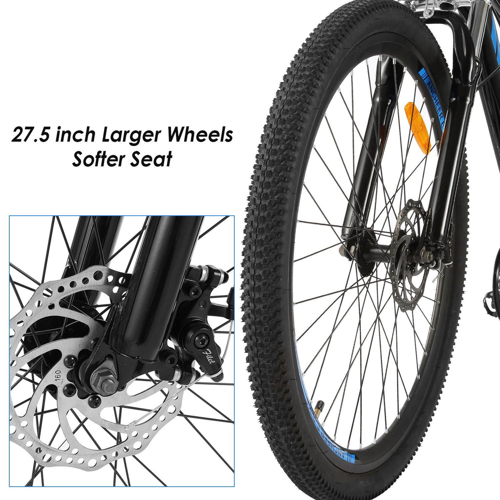27.5 In. 500W Electric Bicycle, 48V Electric Mountain Bicycle with 10AH Removable Battery, 21-Speed Gear and LCD Display, Commuter Ebike for Adult Men Women