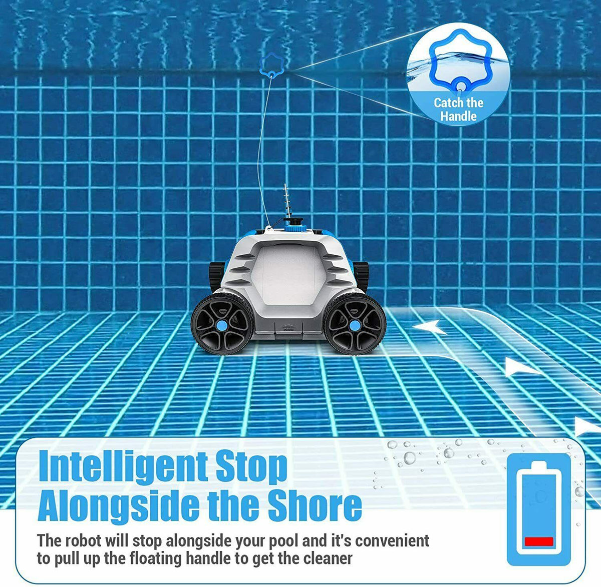 ot qomotop robotic pool cleaner, cordless automatic pool cleaner with 5000mah re