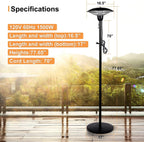 Simple Deluxe 1500W Patio Electric Heater,Outdoor Patio Heater Infrared Heater for Camping,Black