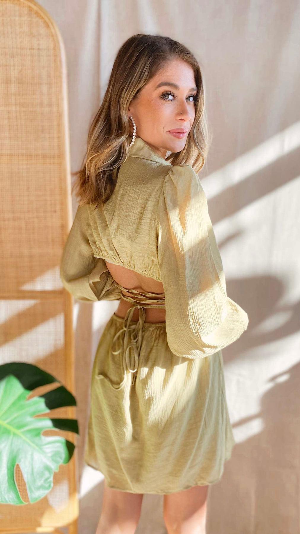 The Play the Fool Open Back Shirt Dress