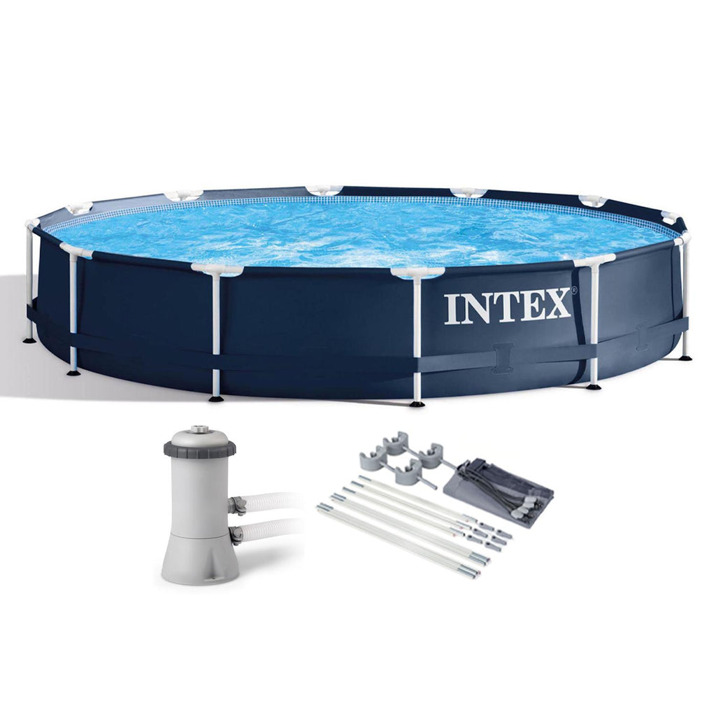 28211ST 12-foot x 30-inch Frame Round 6 Person Outdoor Backyard Above Ground Swimming Pool Kit with Filter Cartridge Pump
