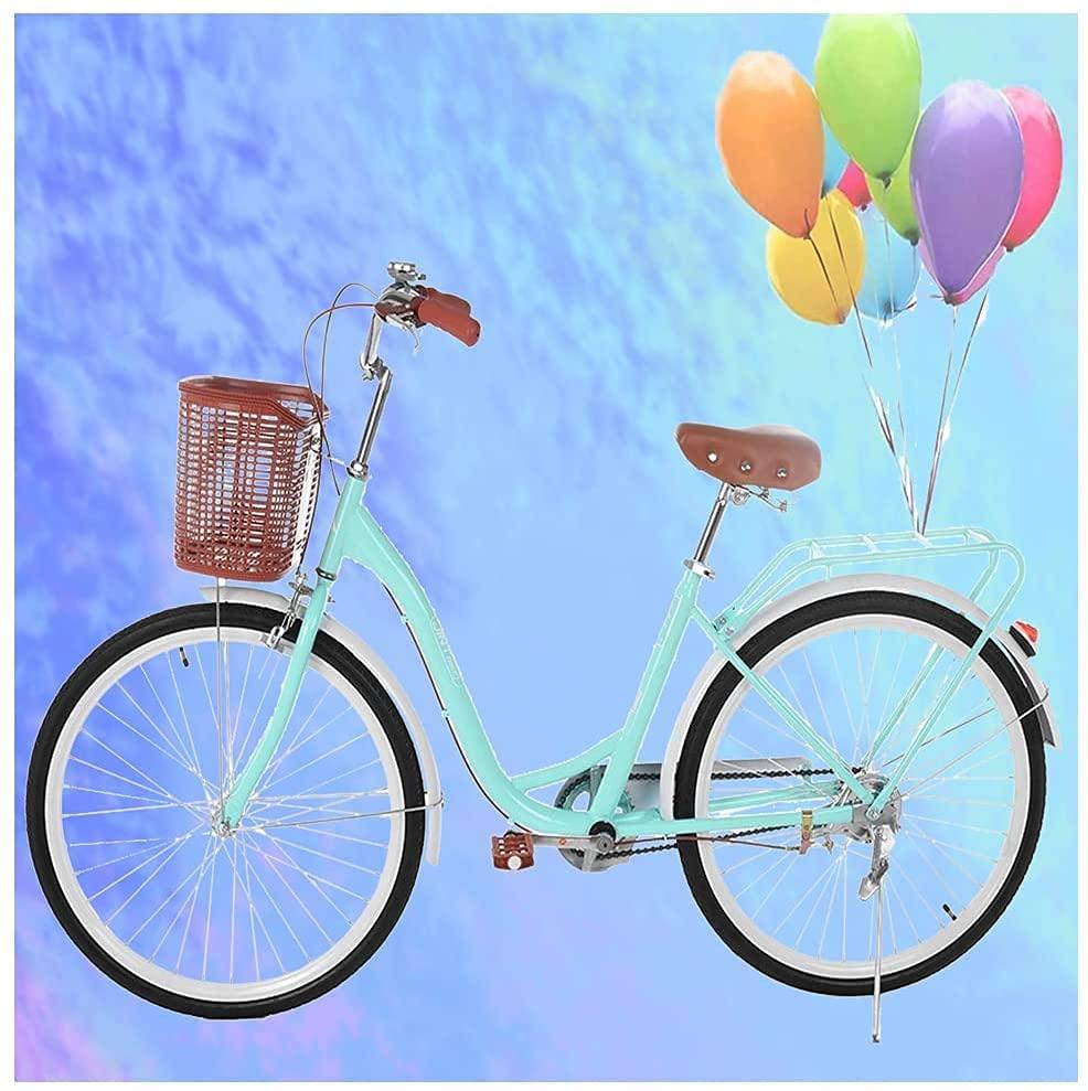 Micozy Womens Bikes Beach Cruiser Bike 26in Retro Bicycle Classic Bicycle with Basket Single Speed Bicycle Commuter Bicycle with Comfortable Seats and Back Seats Fits 5'2''-5'10'' [US in Stock]